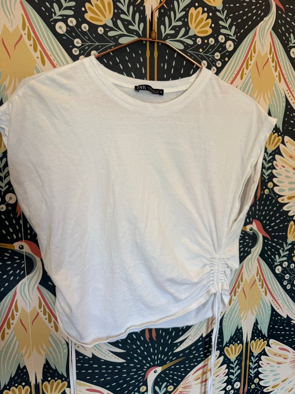 Zara white drawstring t shirt size S